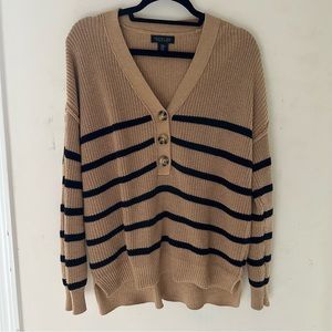 Brown striped sweater with buttons